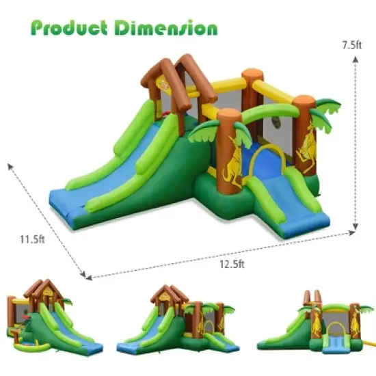 Costway Inflatable Jungle Bounce House Kids Dual Slide Jumping Castle Bouncer image {2}