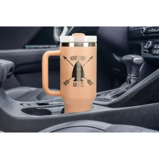 100 North Adventure Awaits Arrowhead Wrap-Around 40 Oz. Stainless Steel Water Bottle Coffee Mug, Spill & Leak Resistant, Travel Tumbler with Handle, image {4}