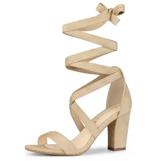 Allegra K Women's Lace Up Block Heels Sandals image {9}