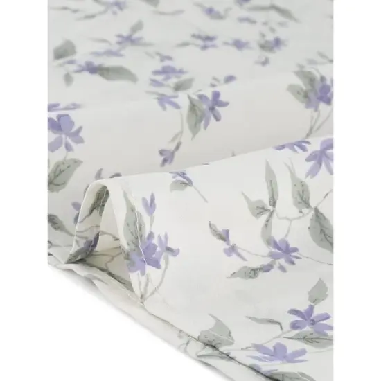 Allegra K Women's Floral Tie Neck Ruffle Short Sleeves Peasant Blouse Top image {5}