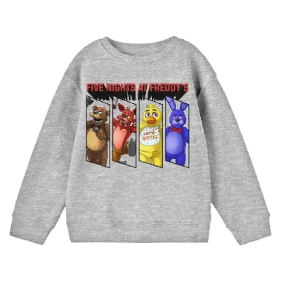 Five Nights At Freddy's Framed Characters Crew Neck Long Sleeve Athletic Heather Youth Boy's Sweatshirt image {3}