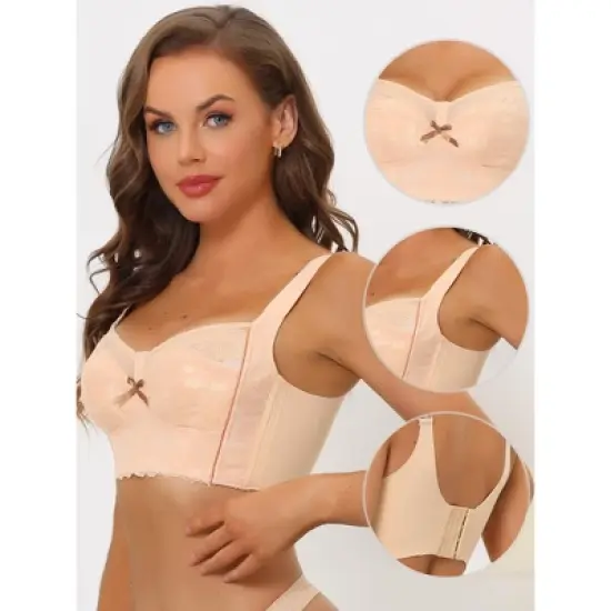 Allegra K Women's Lace Wirefree High Back Padded Full Coverage Minimizer Bras image {2}