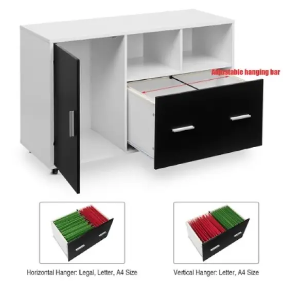 Costway Lateral File Cabinet Mobile Storage Shelves Printer Stand Legal/Letter image {5}
