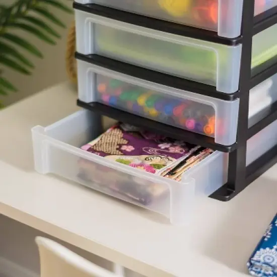 IRIS 2pk 4 Drawer Desktop Storage Unit Black image {3}