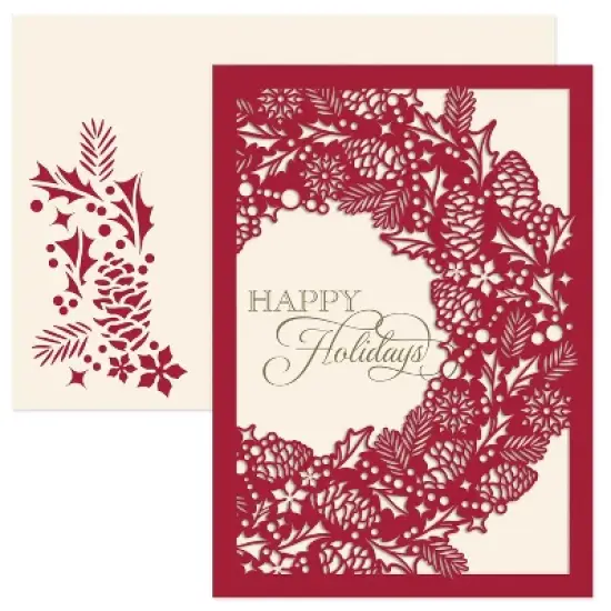 Masterpiece Studios Holiday Collection Laser-Cut Cards 10 Cards/Envelopes, Wreath , 5" x 7" image {1}