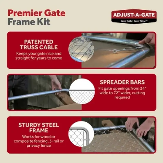 Adjust-A-Gate Fit-Right Chain Link Fence Walk-Through Gate Kit, Metal Fencing Gate with Round Corner Frame image {3}
