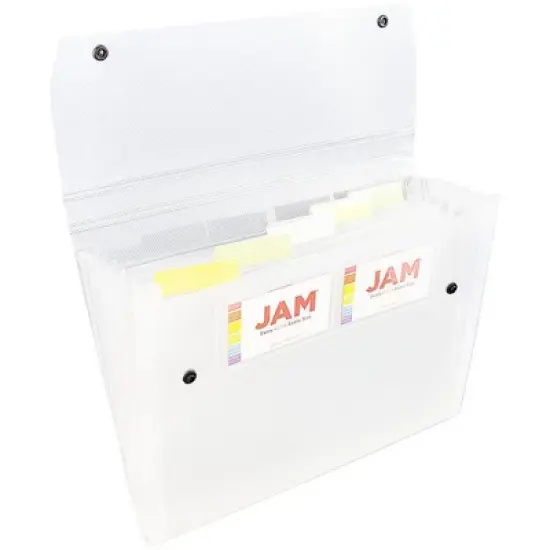 JAM Paper 9" x 13" 6 Pocket Plastic Expanding File Folder with Snap Closure - Letter Size - Clear: Accordion Style image {4}