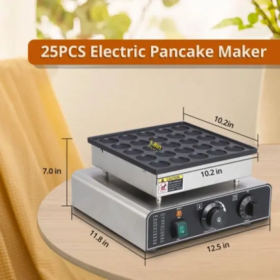 25Pcs Mini Dutch Pancake Maker, Commercial Electric Nonstick Pancake Maker Machine With 1.8" and , Diameter Mini Muffin Maker image {6}