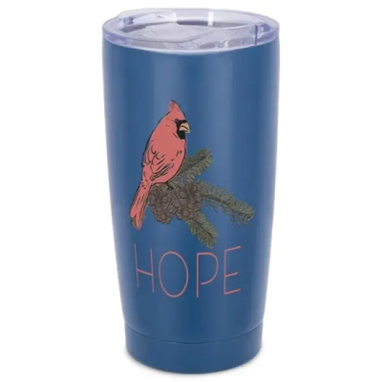 Elanze Designs Hope Red Cardinal Bird Pinecone Winter Wrap-Around Design 20 Ounce Stainless Steel On-The-Go Coffee Mug, Thermal Travel Tumbler with image {5}