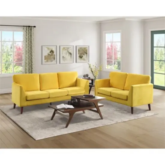 Tolley Velvet Loveseat in Yellow - Lexicon image {1}
