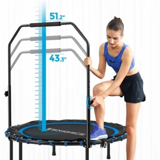 40-Inch Foldable Mini Trampoline with Adjustable Handrail, 264.6 lb Capacity, Home Fitness Rebounder image {7}