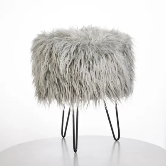 Patrice Faux Fur Stool - Buylateral image {3}