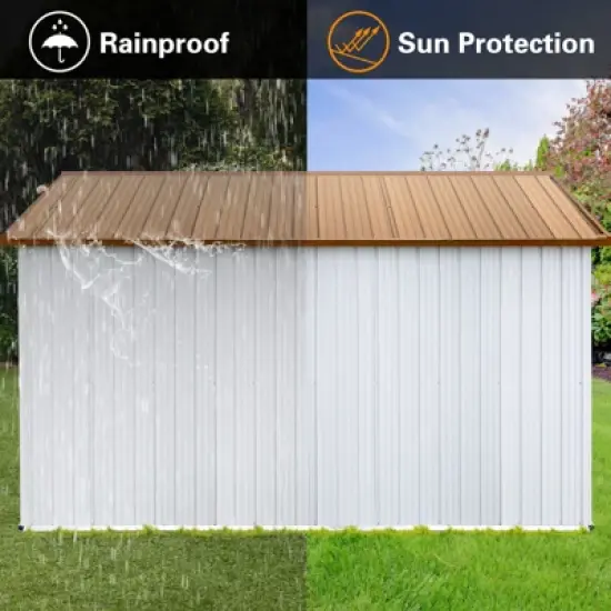 Metal garden sheds 12ftx10ft outdoor storage sheds White+Yellow image {4}