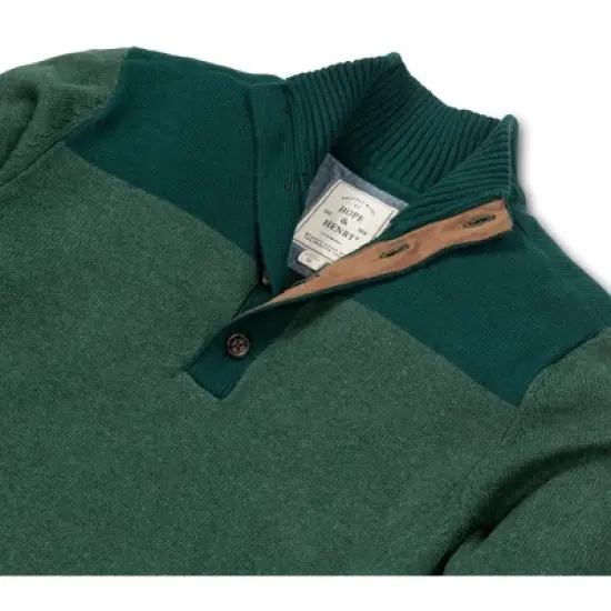 Hope & Henry Mens' Organic Cotton Contrast Sweater with Elbow Patches image {4}