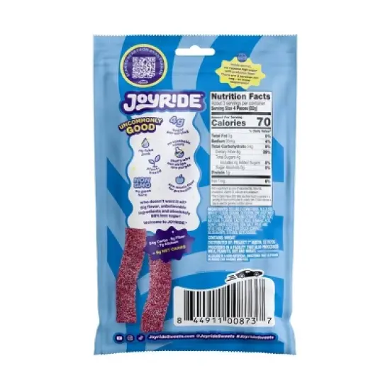 JOYRIDE Candy Sour Blue Raspberry Gummy Strips - 3.5oz image {1}