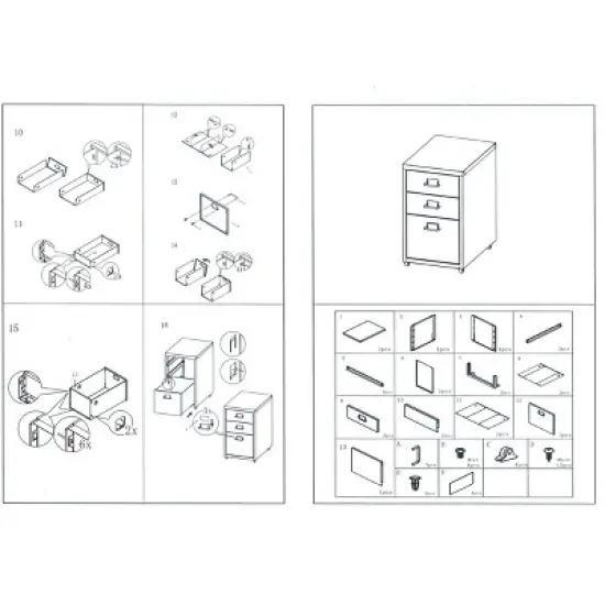 YIYIBYUS 3-Drawer Vertical File Cabinet, Metal Mobile File Cabinet with Lock and Wheels image {5}