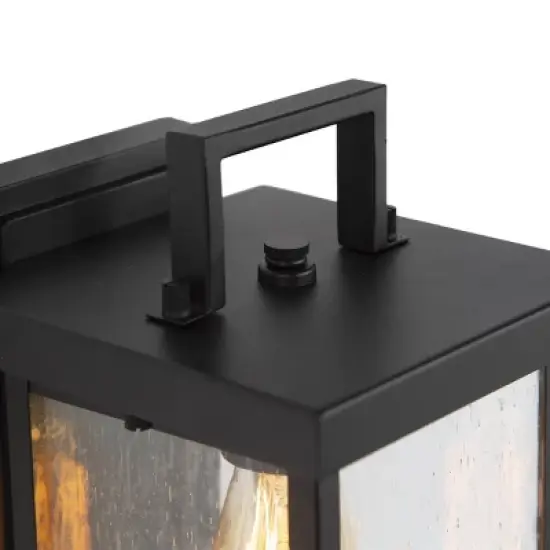 10.5" Square Metal/Glass Outdoor Wall Lamp Black - LNC image {3}