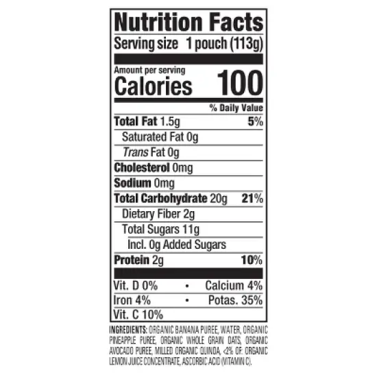 Happy Baby Organics Clearly Crafted Stage 2 Meals Bananas, Pineapple, Avocado & Granola  - 4oz image {8}