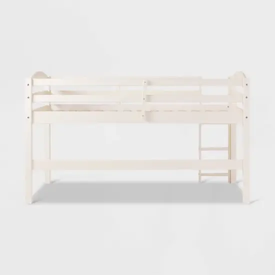 Twin Solid Pine Wood Low Loft Bed White - Saracina Home image {9}