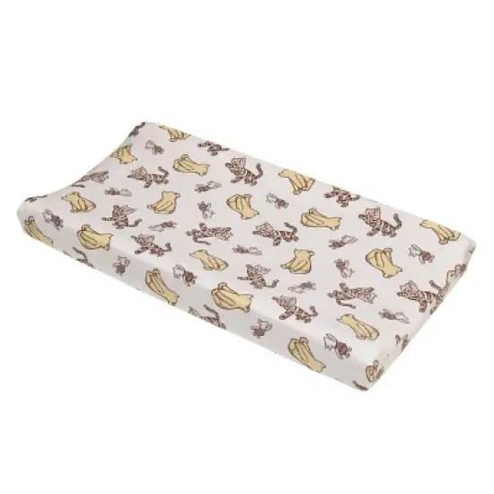 NoJo Disney Classic Pooh Hunny Fun with Piglet and Tigger White and Taupe Super Soft Changing Pad Cover image {3}