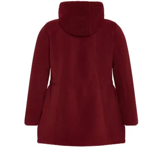 Women's Plus Size Fleece Hood Coat - rhubarb | AVENUE image {6}