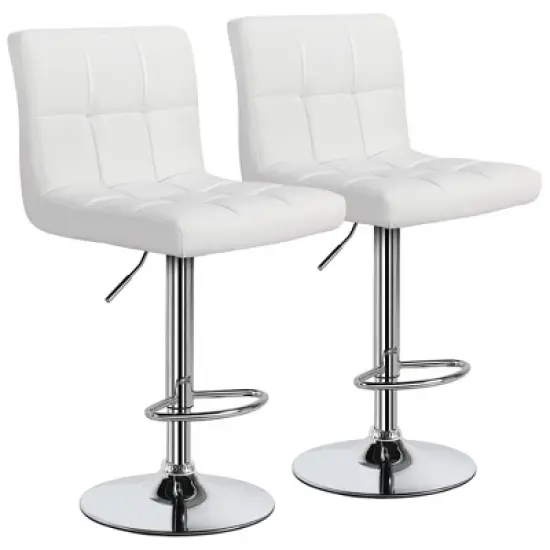 Yaheetech 2pcs Adjustable PU Leather Swivel Stool Armless Chairs with Bigger Base image {7}