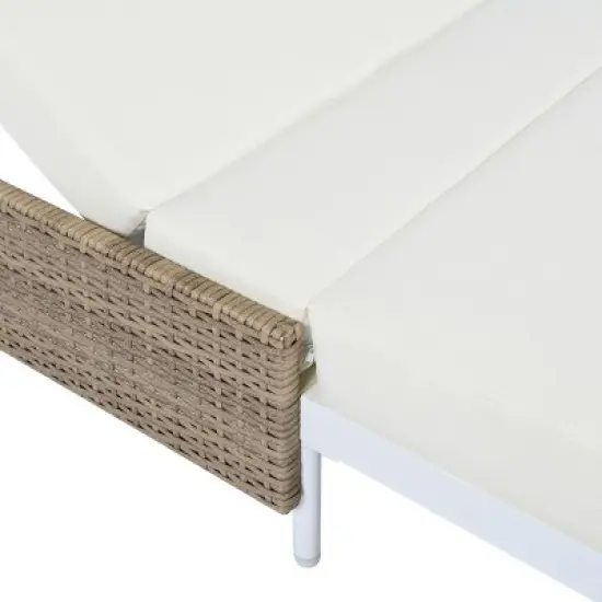 5-Position Adjustable Outdoor Daybed with Cushions and Pillows, PE Rattan Loveseat with Iron Frame for Patio or Poolside - Coolbibila image {6}