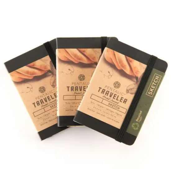 Pentalic 4 x 3" Travel Sketch Journal 3pc Bundle image {1}