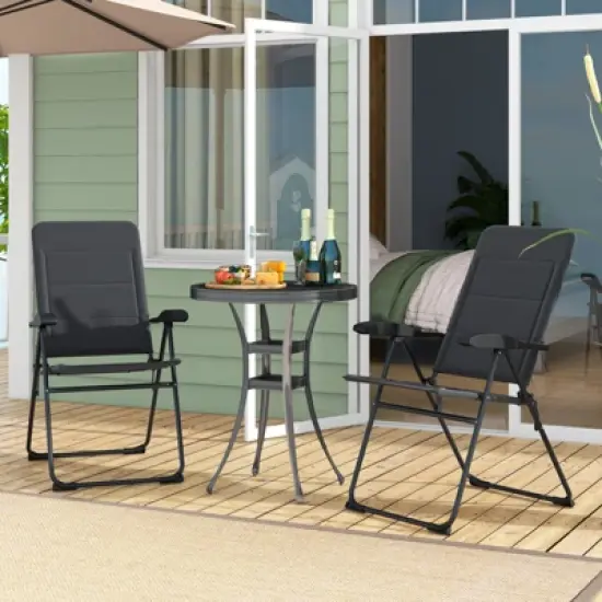 Tangkula 4PCS Patio Folding Chairs Back Adjustable Reclining Padded Garden Furniture image {3}