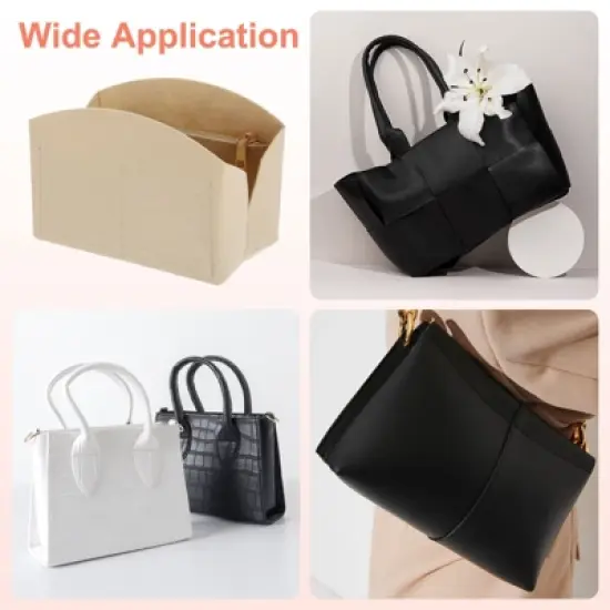 Unique Bargains Felt Multiple Compartments Zipper Purse Makeup Bag and Organizer 8" x 4" x 5.5" image {5}