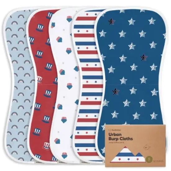 5pk Urban Baby Burp Cloths, Organic Burping Cloth for Babies, Burp Rags for Baby Girls, Boys image {22}