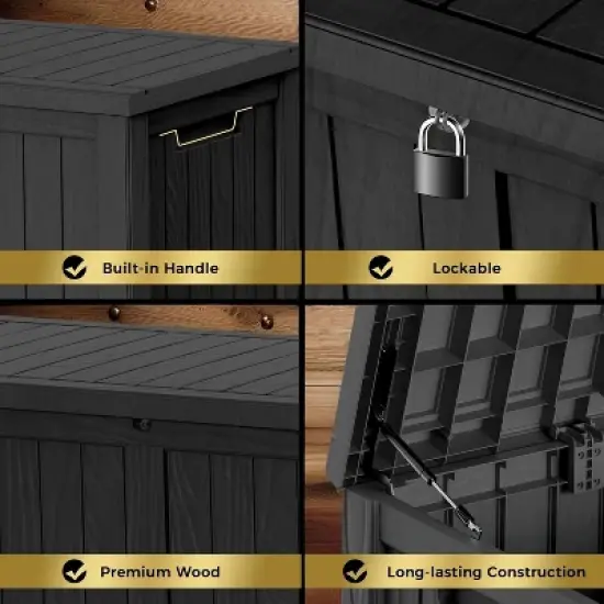 BI&SEA 150 Gallon Waterproof Deck Box-094A,Lockable Resin Storage Box for Patio Furniture Cushions Garden Tools and Outdoor Delivery Storage image {4}