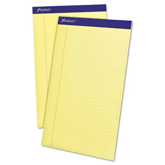 Ampad Perforated Writing Pad 8 1/2 x 14 Canary 50 Sheets Dozen 20230 image {3}