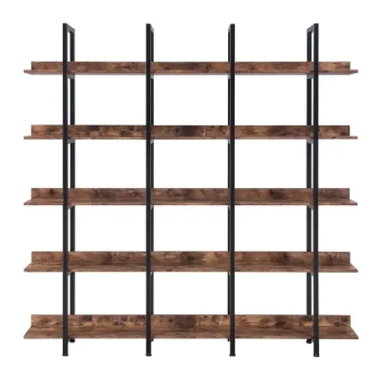 5 Tier Bookshelf Retro Industrial Style Open Storage Display Rack - ModernLuxe image {8}