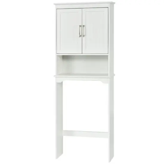 Costway Over The Toilet Space Saver Bathroom Organizer w/ Storage Cabinet & Shelf White image {7}