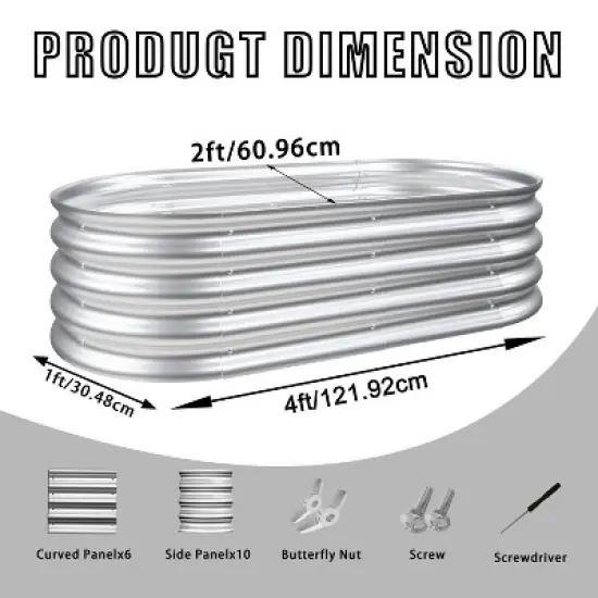 Okak Galvanized Steel Raised Garden Bed 12 Inch (2-Pack) Heavy Duty Rust-Resistant Planter Box Kit for Vegetables, Flowers, Herbs, Easy Assembly image {8}