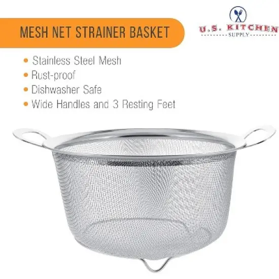Stainless Steel Colander Strainer Basket - 3-Quart Colander with Resting Feet & Handles - Wide Rim Sieve image {2}