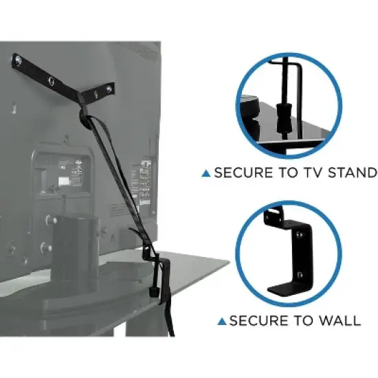 Mount It! TV Safety Straps For Child and Baby Proofing, Anti Tip Prevention and Earthquake Protection | Secures to TV Stand and Walls | Black image {3}