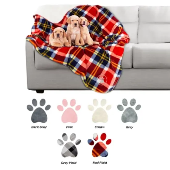 Waterproof Pet Blanket - 50x60 Reversible Plaid Throw Protects Couch, Car, Bed from Spills, Stains, or Fur - Dog and Cat Blankets by Petmaker (Red) image {5}
