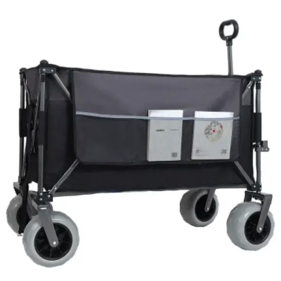 Gulches 300L XL Heavy-Duty Folding Wagon Cart, Black/Gray, 480 lbs Capacity, 9" x 4" All-Terrain Balloon Wheels image {3}
