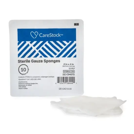 CareStock 12-Ply Gauze Sponge 4 X 4'' Sterile 10 per Tray image {2}