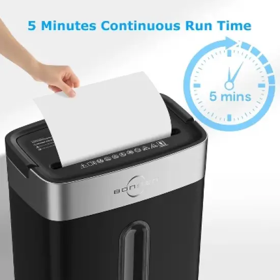 BONSEN 8-Sheet Crosscut Shredder for Home Office, P-4 high security, shreds credit cards, 4-gallon bin, ETL certified, compact for home use image {1}