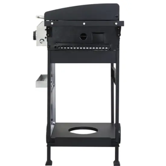 3-Burner Propane Gas Grill with Stainless Steel Plancha, Wire Enamel Grids, Foldable Side Table, Hanging Basket, Pull-Out Oil Pan, 36,900 BTU BBQ image {9}