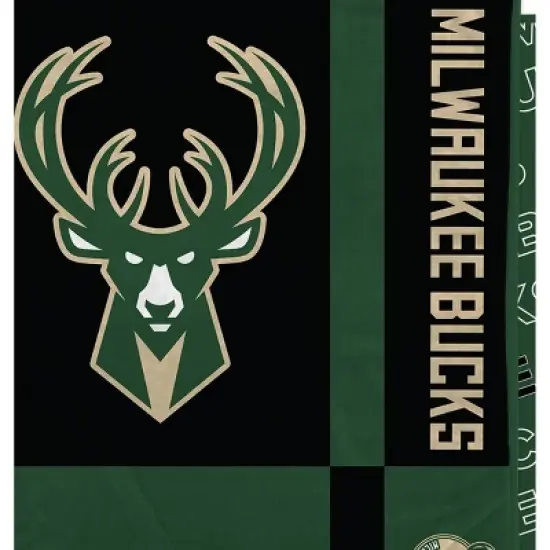 NBA Milwaukee Bucks 60"x70" Reverse Block Wordmark Double Sided Flannel Fleece Blanket image {1}