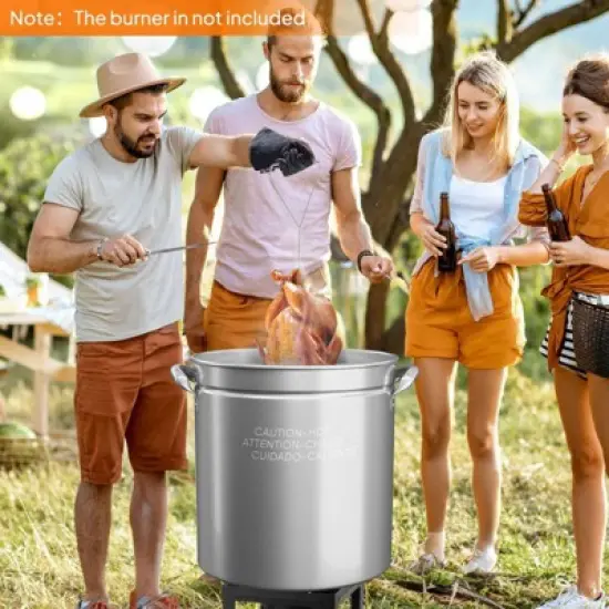 Winado 44 QT 3-Piece Stainless Steel Stock Pots with Strainer Basket, Lid, Hook and Steamer image {3}