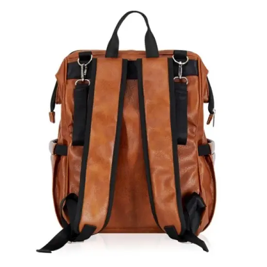 Hannah & Sophia Soho Large Traverse Baby Diaper Bag Backpack in Cognac, Water Resistant Changing Pad & Mini Mom Tote Included, Brown image {4}