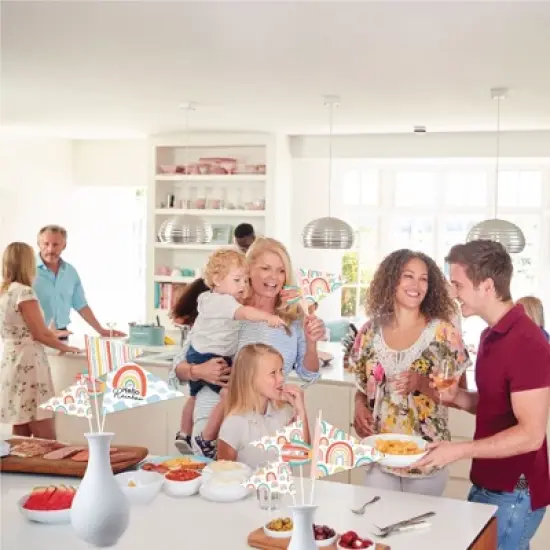 Big Dot of Happiness Hello Rainbow - Triangle Boho Baby Shower and Birthday Party Photo Props - Pennant Flag Centerpieces - Set of 20 image {6}