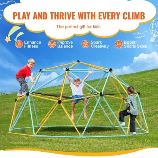 INFURNIC Baby Activity Gyms 10FT Geometric Climbing Dome with Swing and Hammock for Outdoor Fun, Multicolor, 42.31"*11.99"*8.06" image {3}