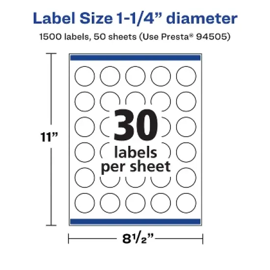 Avery Matte White Round Labels, 1.25" diameter image {4}