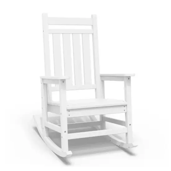 Hyleory HDPE Modern Resin Outdoor Rocking Chair, Patio Adirondack Chair for All Seasons image {20}